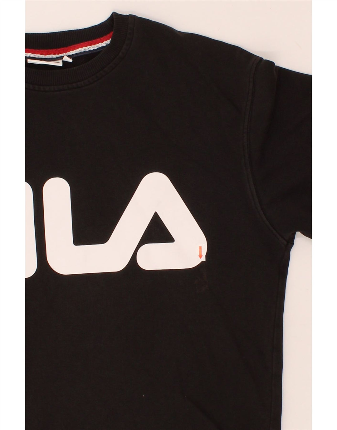 FILA Mens Graphic Sweatshirt Jumper Small Black Cotton Vintage Fila and Second-Hand Fila from Messina Hembry 
