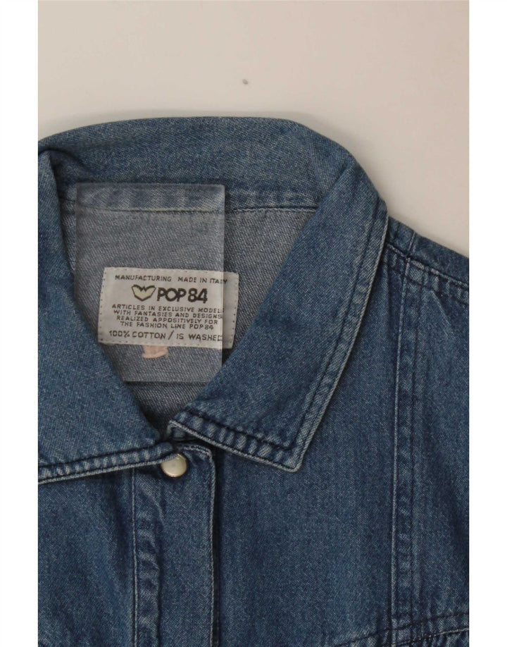 POP 84 Womens Oversized Denim Shirt UK 14 Medium Blue Cotton