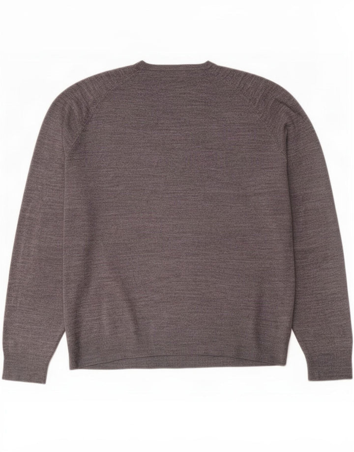 Marks & Spencer Mens Blue Harbour V-Neck Jumper Sweater Medium Grey Acrylic