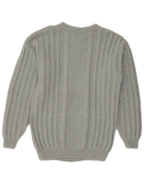 Vintage Mens Crew Neck Jumper Sweater Medium Grey