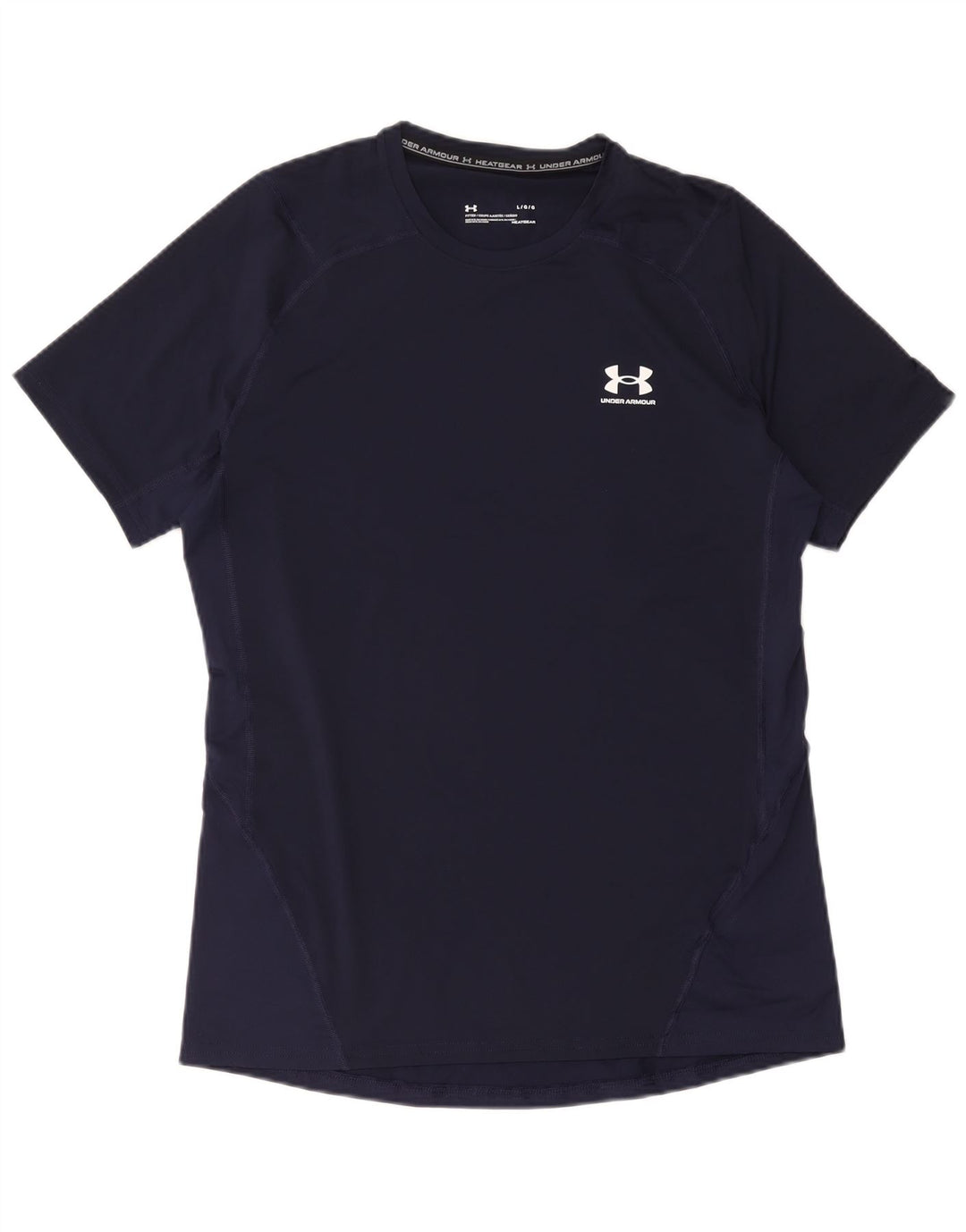 Under Armour Mens Heat Gear T-Shirt Top Large Navy Blue Polyester