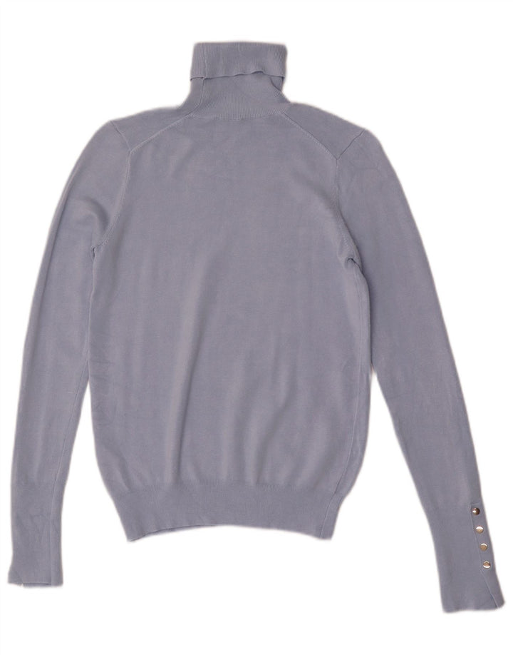 Zara Womens Roll Neck Jumper Sweater UK 10 Small Blue Viscose