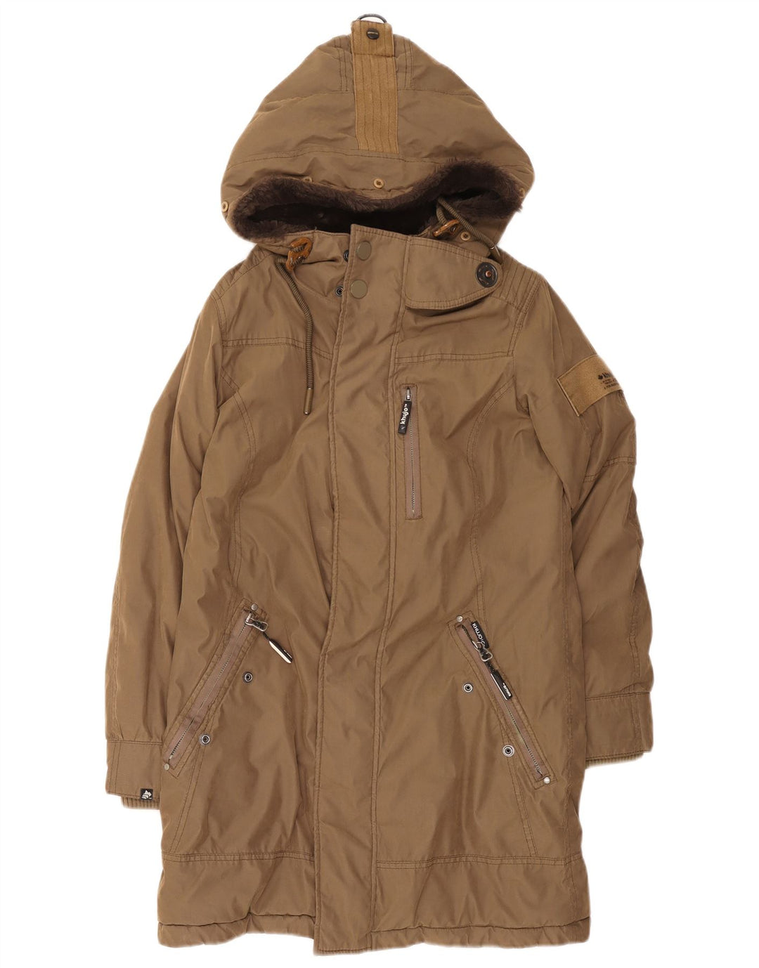 KHUJO Herren-Parka mit Kapuze, UK 36, Größe S, braun, Polyester