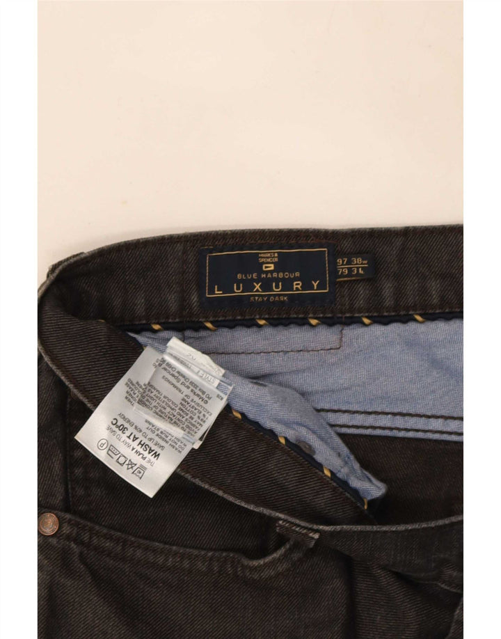 Marks & Spencer Mens Blue Harbour Straight Jeans W38 L31 Black Cotton