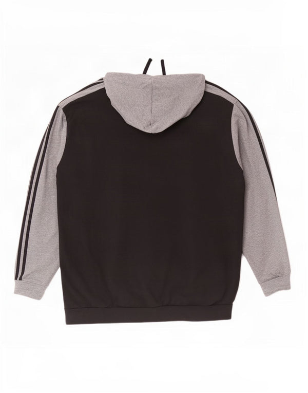 Adidas Mens Zip Hoodie Sweater 4XL Black Colourblock Cotton