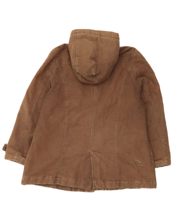 Fat Face Womens Oversized Hooded Duffle Jacket UK 16 Large Brown Cotton