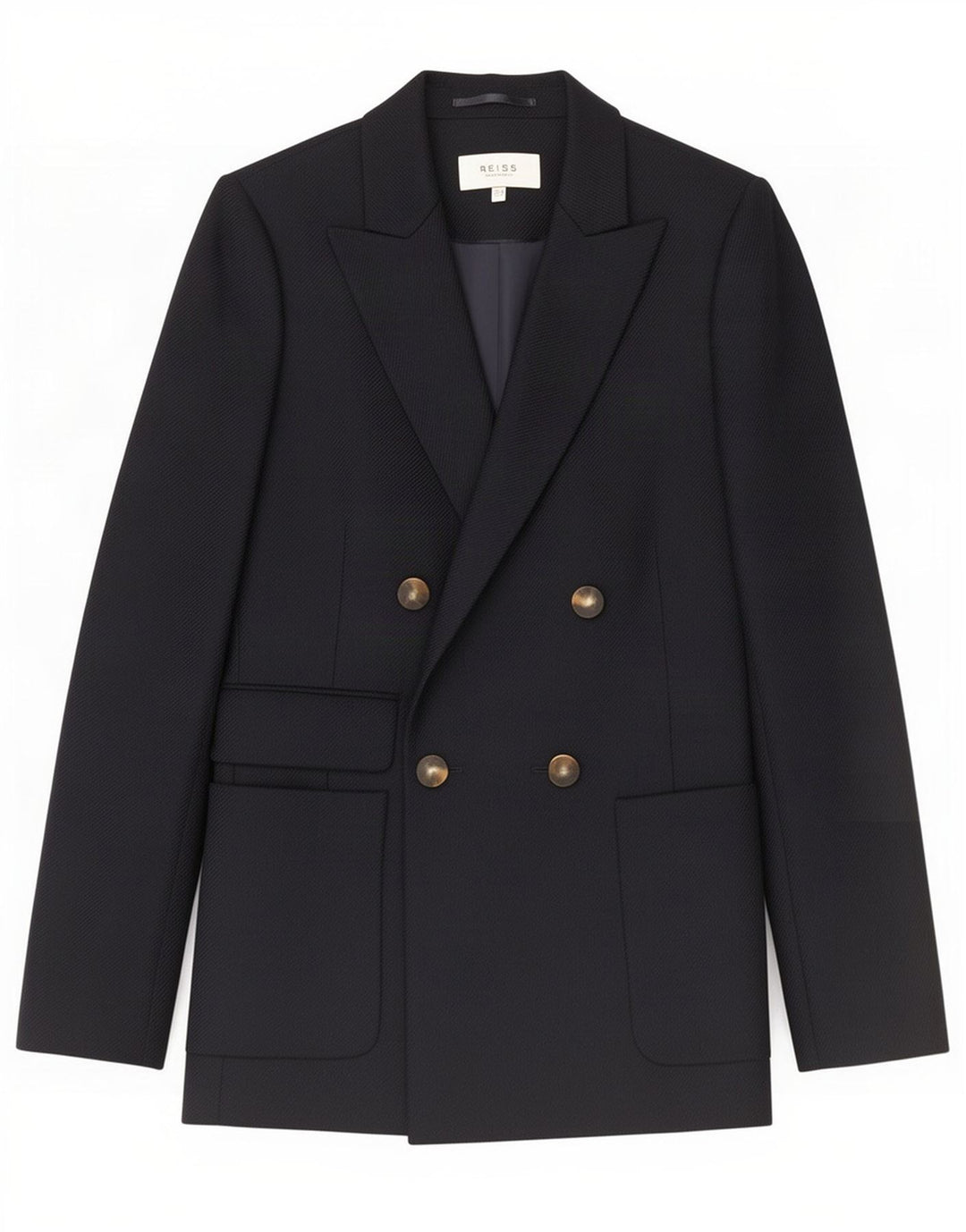 Reiss Chaqueta tipo blazer con doble botonadura para mujer UK 8 Small Lana azul marino