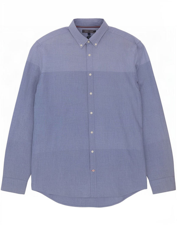 Camicia da uomo Tommy Hilfiger New York Fit XL blu in cotone color block