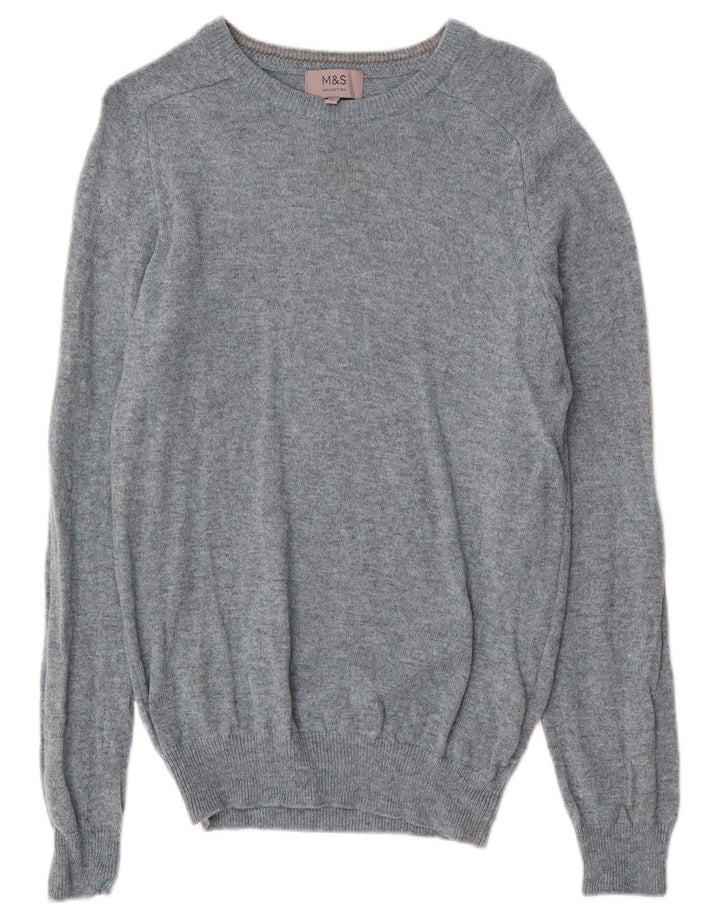 Marks & Spencer Mens Boat Neck Jumper Sweater Small Blue Flecked Lambswool