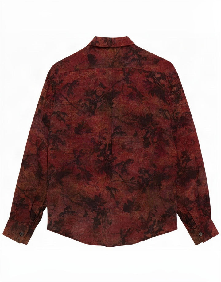 Tipo' S Mens Shirt Small Burgundy Floral Viscose