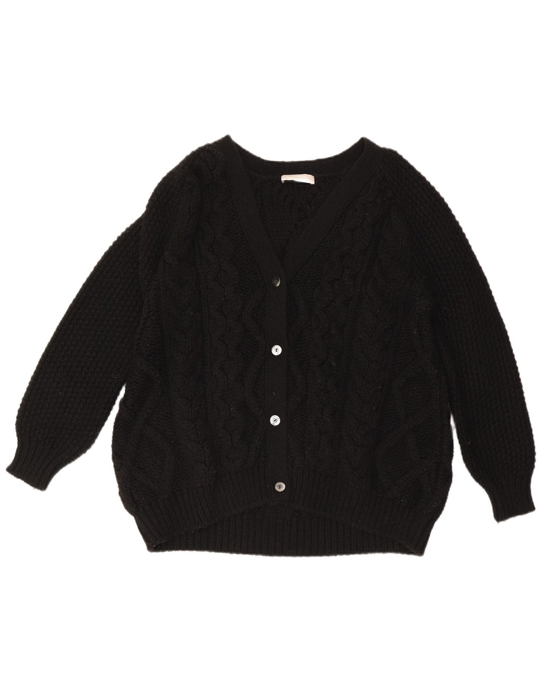 Stefanel Dame Cardigan Sweater UK 14 Medium Sort Uld