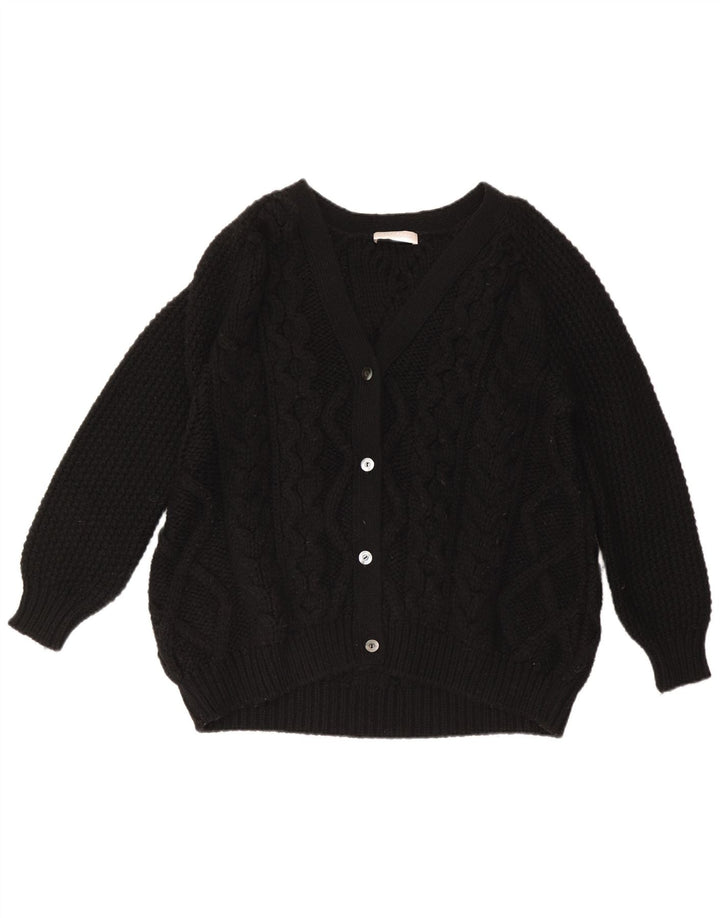 Stefanel Dame Cardigan Sweater UK 14 Medium Sort Uld
