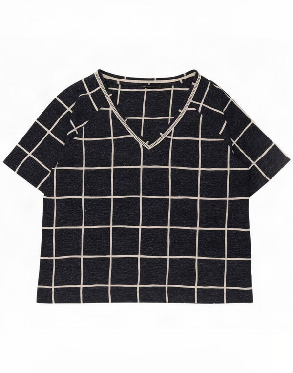 Marks & Spencer Damen T-Shirt Top UK 16 Large Marineblau Geometrisch