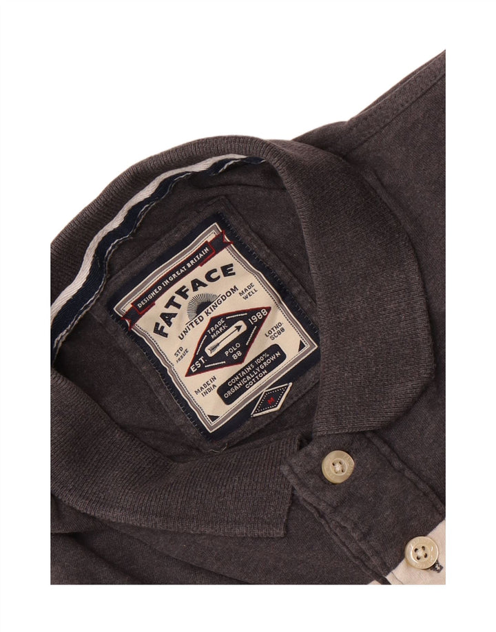 Polo da uomo Fat Face in cotone a righe grigio medio