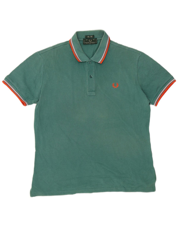 Polo Fred Perry da uomo slim fit in cotone a righe verde medio