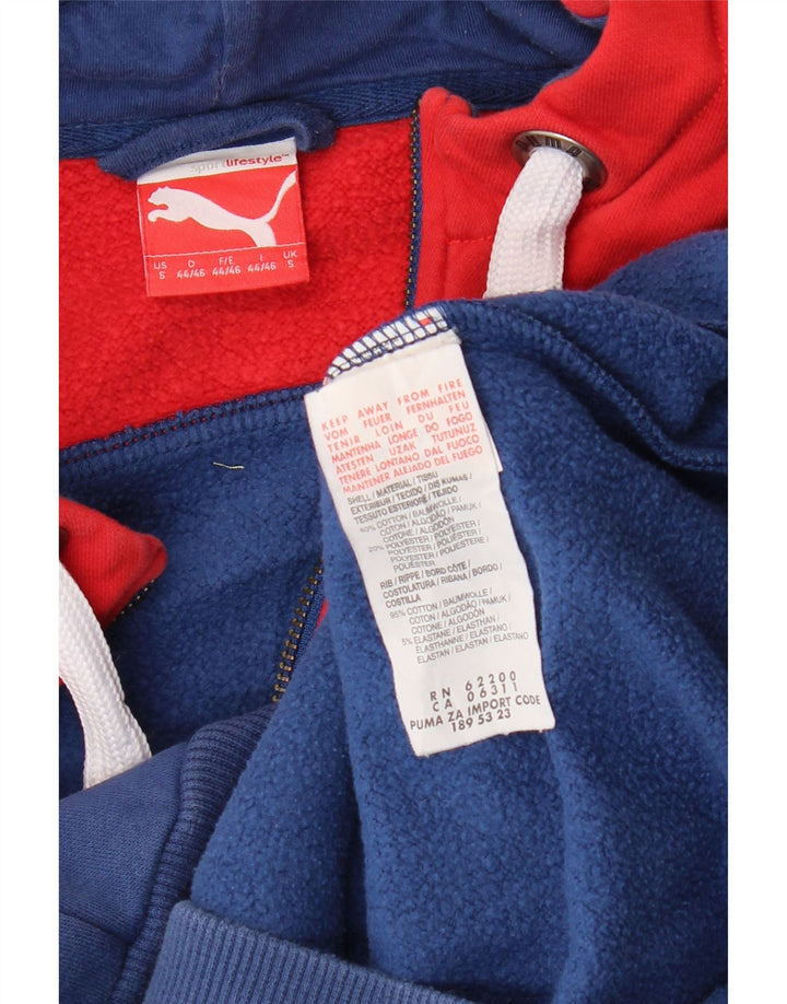 PUMA Mens Zip Hoodie Sweater Small Multicoloured Colourblock Cotton