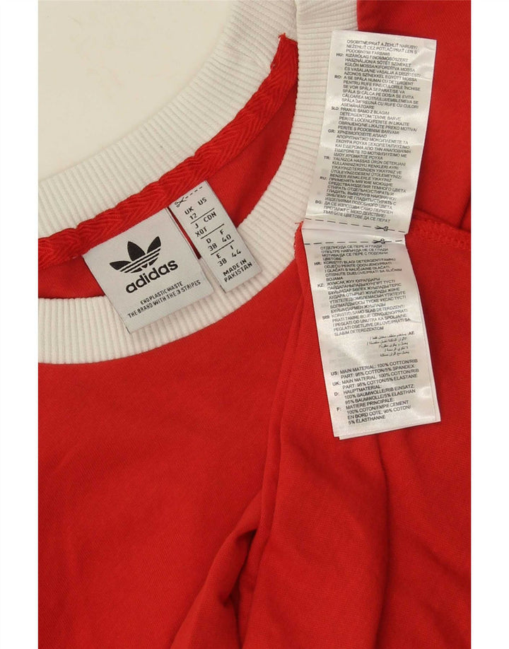 Adidas Dame T-Shirt Top UK 12 Medium Rød Bomuld