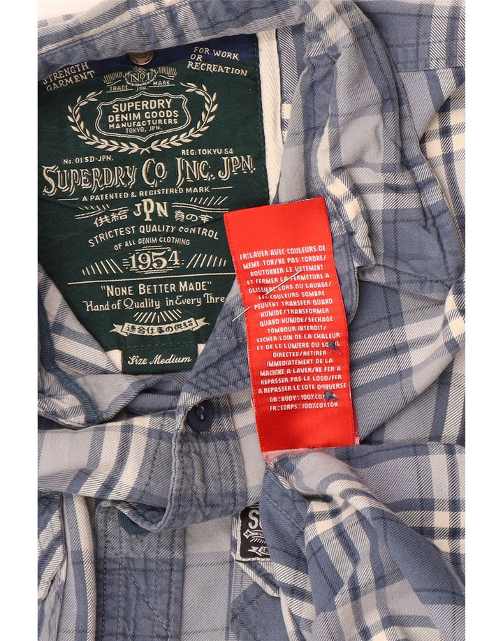 Superdry Flanelskjorte til mænd mellemblå ternet bomuld