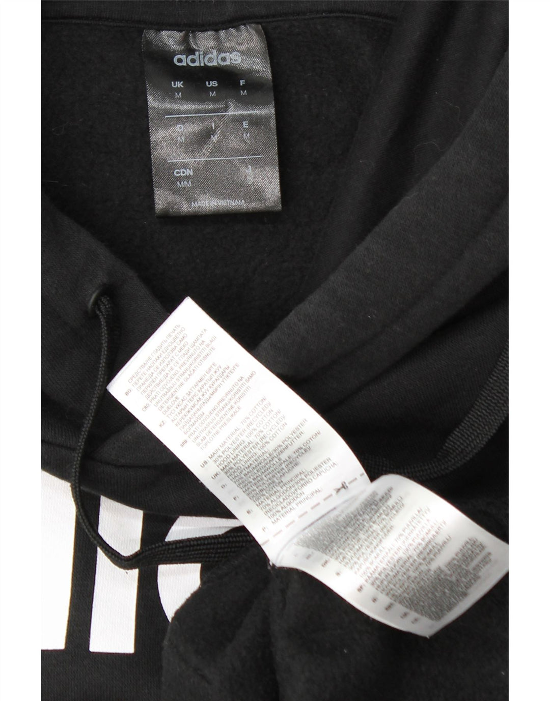 Adidas Mens Graphic Hoodie Jumper Medium Black Cotton