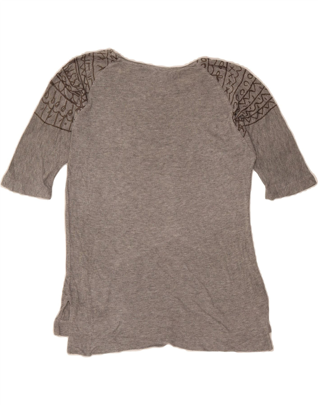 DESIGUAL Womens Graphic T-Shirt Top UK 12 Medium Grey Vintage Desigual and Second-Hand Desigual from Messina Hembry 