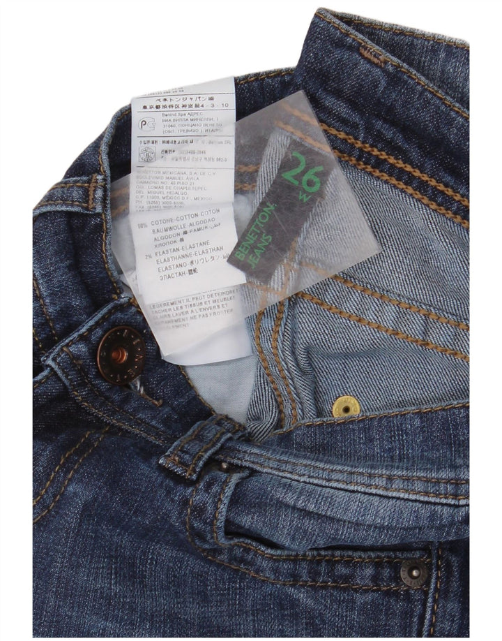 Benetton Womens Bootcut Jeans W26 L34 Blue Cotton