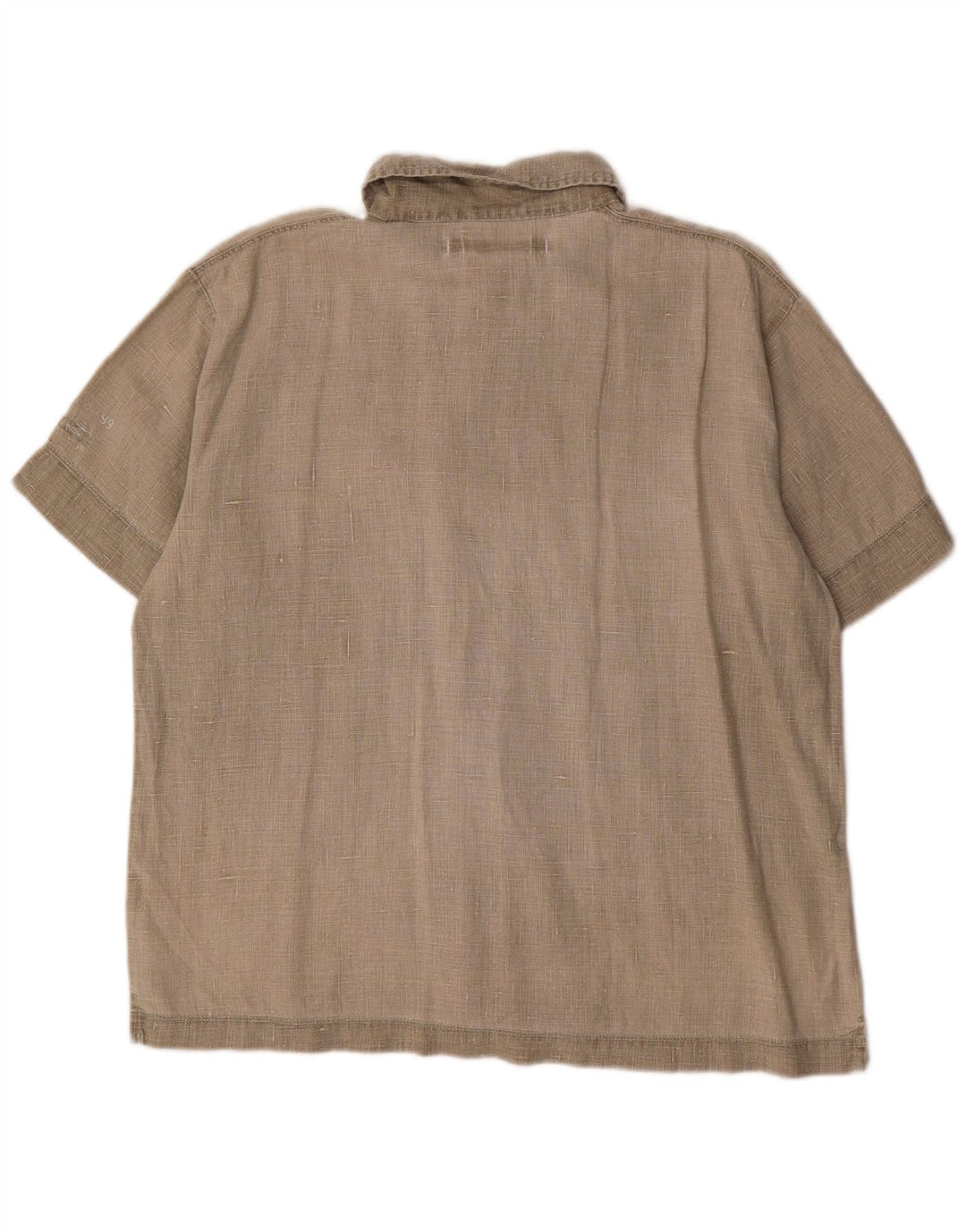 Replay Mens Short Sleeve Pullover Shirt XL Beige Linen