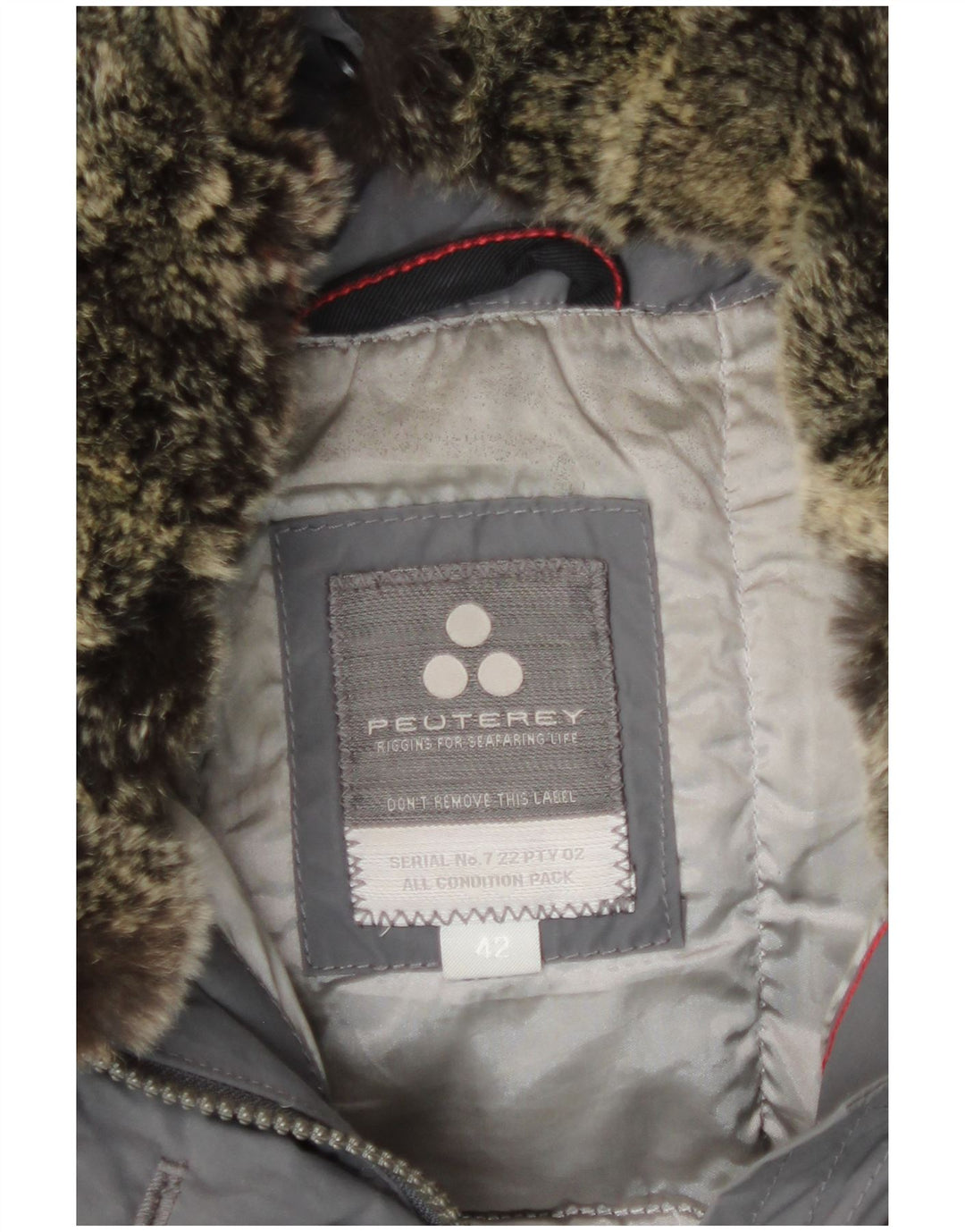 PEUTEREY Womens Hooded Belted Padded Jacket IT 42 Medium Grey Polyamide