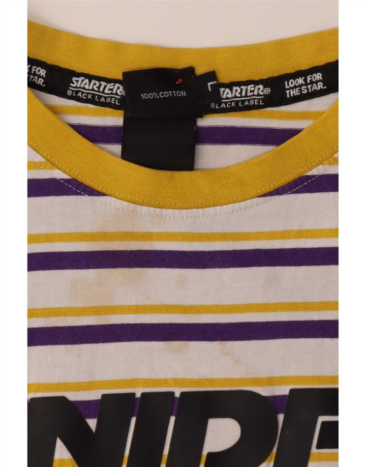 Starter Mens BLACK LABEL Graphic T-Shirt Top Large White Striped Cotton