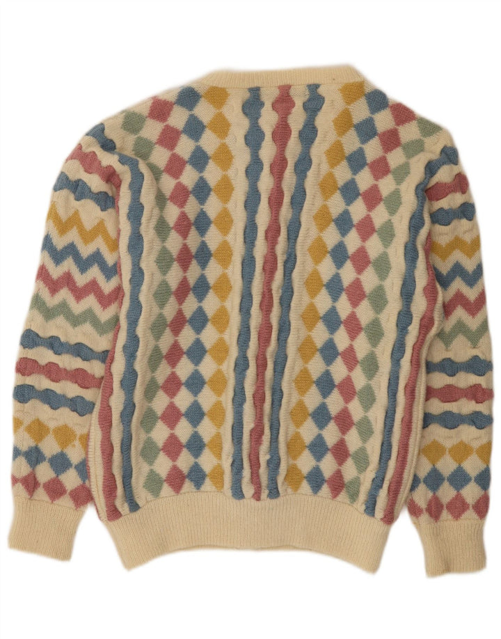 Tulchan Womens Cardigan Sweater One Size Beige Argyle/Diamond New Wool