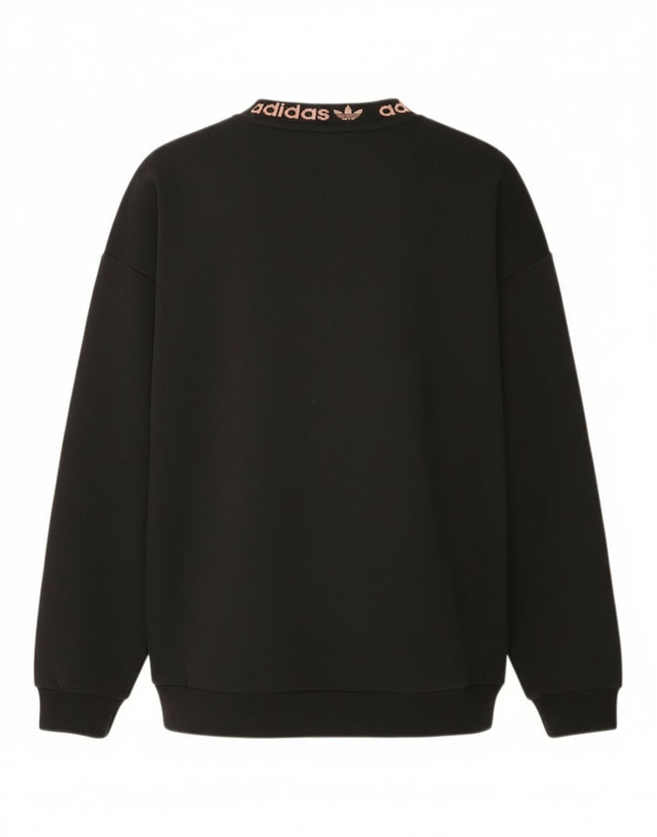 Adidas Womens Graphic Oversized Sweatshirt Jumper UK 4 Small Black Cotton