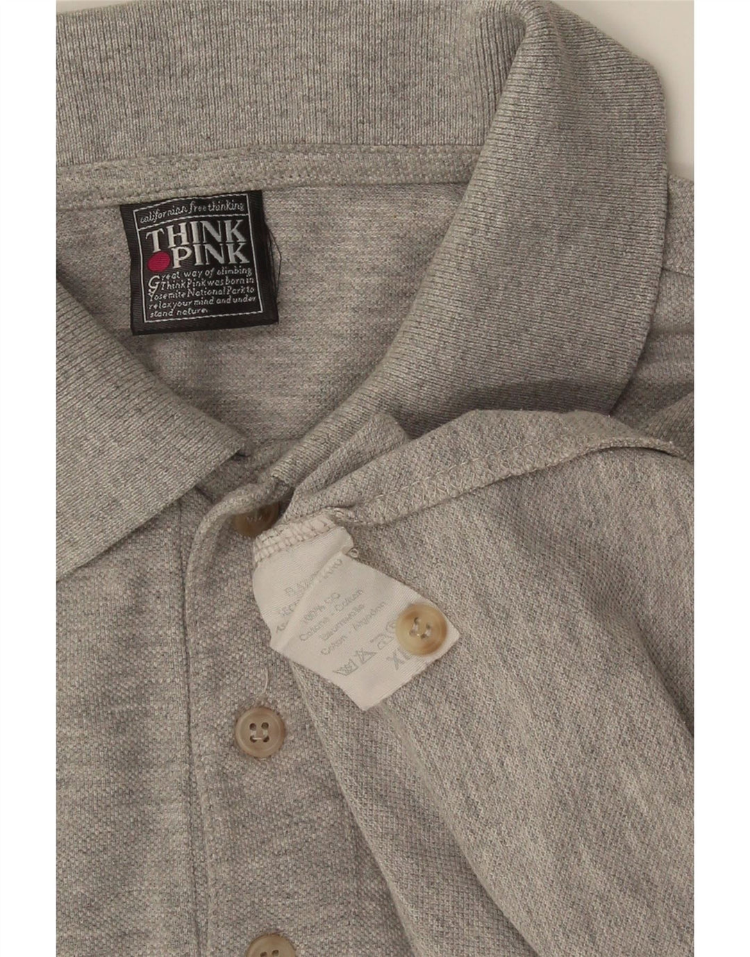 Think Pink Mens Polo Shirt XL Grey Cotton