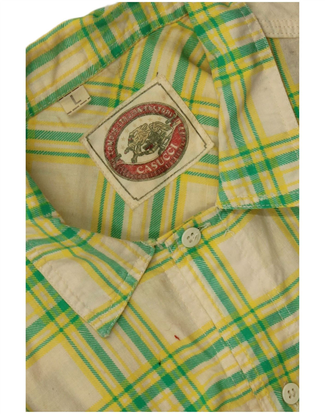 CASUCCI Camicia a maniche corte da uomo a quadri verdi grandi