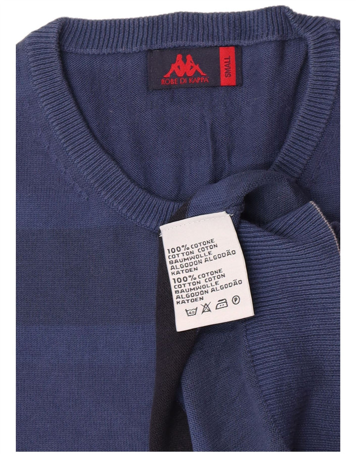 Kappa Mens Crew Neck Jumper Sweater Small Blue Striped Cotton