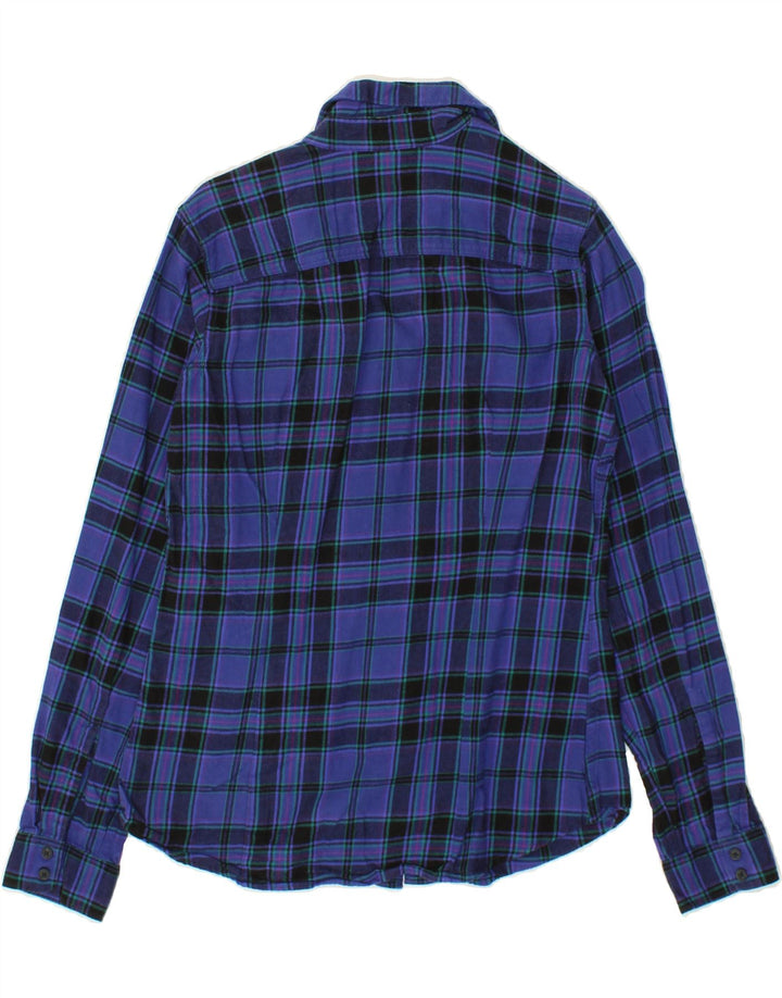 EDDIE BAUER Womens Shirt UK 6 XS Blue Check Cotton Vintage Eddie Bauer and Second-Hand Eddie Bauer from Messina Hembry 