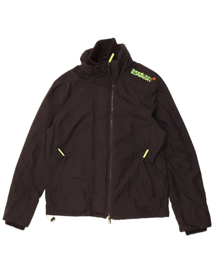 Superdry Mens Windcheater Windbreaker Jacket UK 42 XL Black Nylon