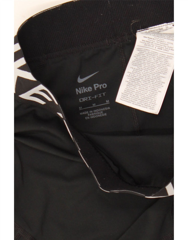 Nike Dame Dri Fit grafiske sportsshorts UK 12 Medium Sort Polyester