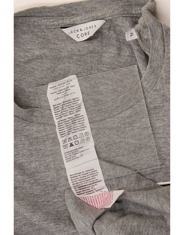 Jack & Jones Mens T-Shirt Top XL Grey Flecked Cotton
