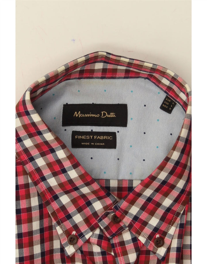 MASSIMO DUTTI Mens Shirt Large Red Check Vintage Massimo Dutti and Second-Hand Massimo Dutti from Messina Hembry 