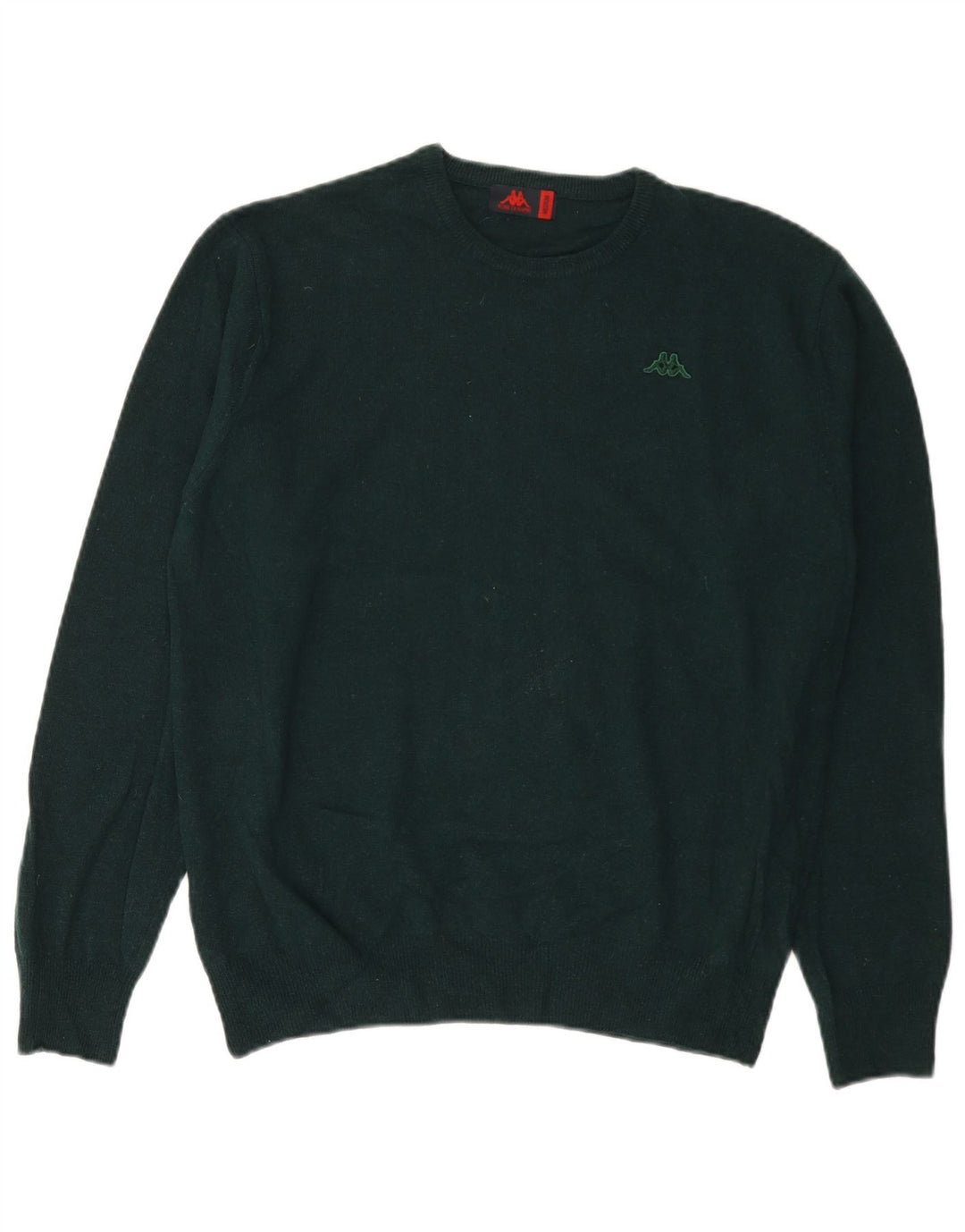 Suéter masculino Kappa com gola redonda e lã de carneiro verde médio