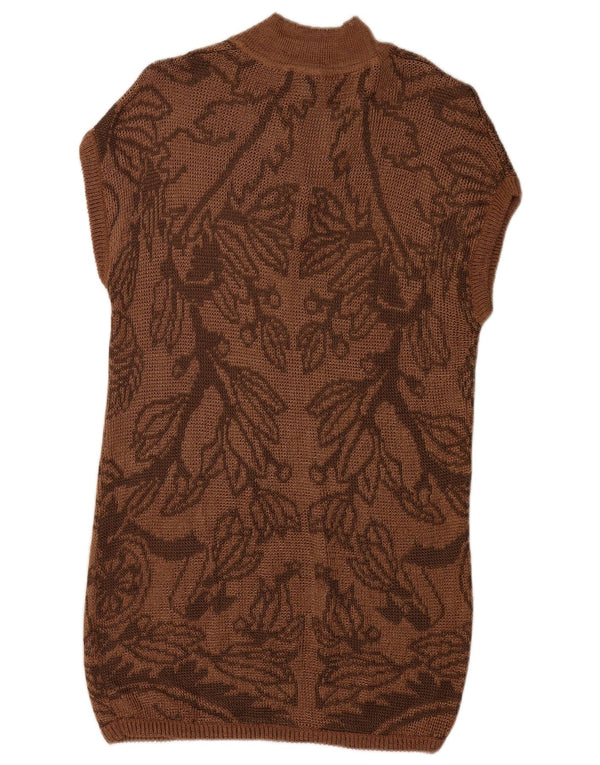 Magic Womens Sleeveless Jumper Dress IT 42 Medium Brown Floral Viscose