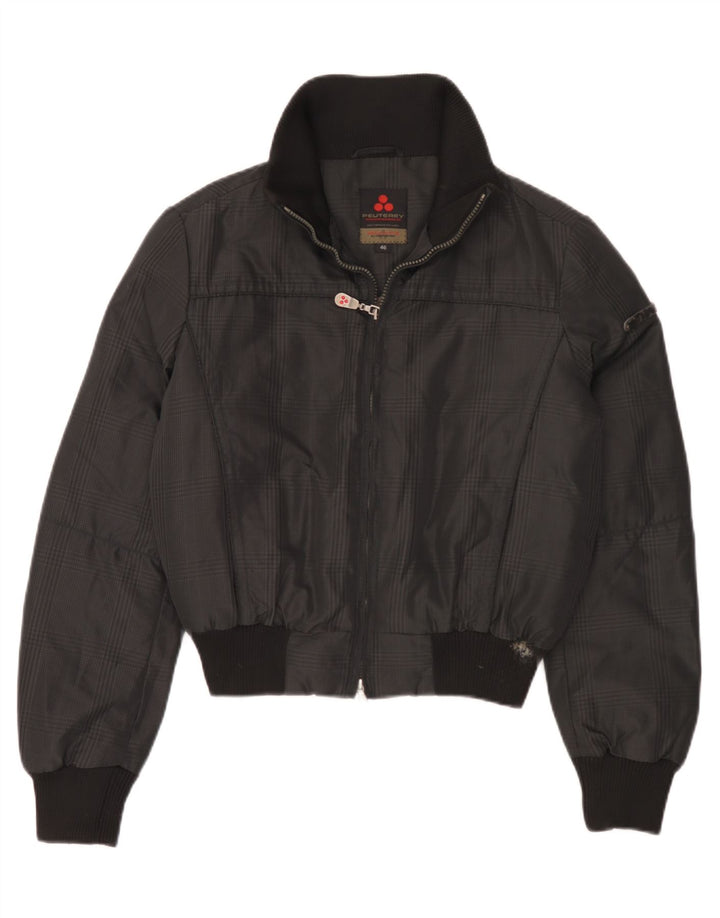 PEUTEREY Mens Bomber Padded Jacket IT 46 Small Grey Houndstooth Polyamide