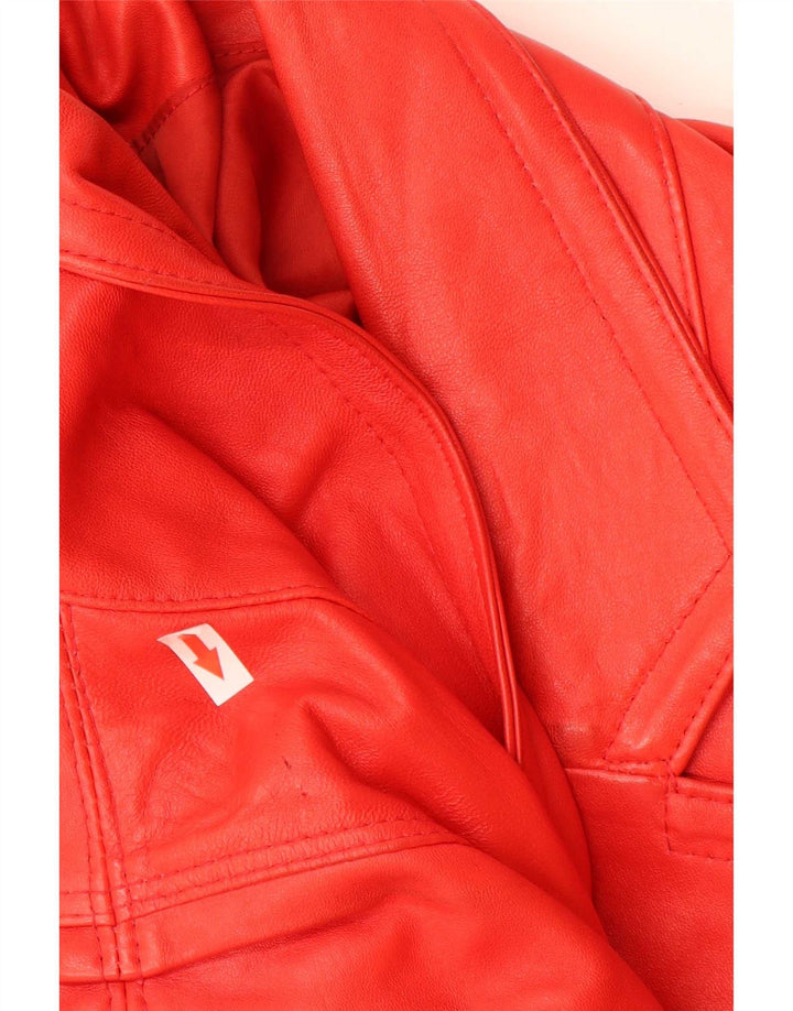 Vintage Womens Oversized Leather Coat UK 18 XL Red