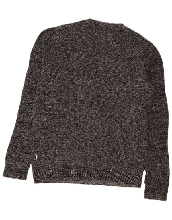 Jack & Jones Mens Regular Fit Zip Neck Jumper Sweater Small Grey Flecked