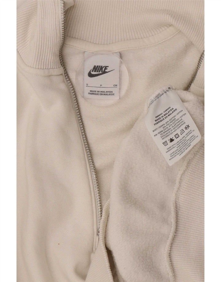 Nike Womens Oversized Crop Zip Neck Sweatshirt Jumper UK 10 Small White