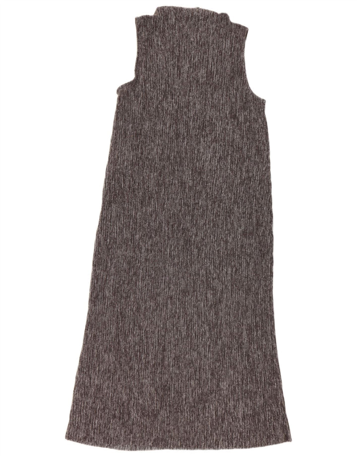 Zara Damen Ärmelloses Maxikleid UK 12 Mittelgraues Polyester