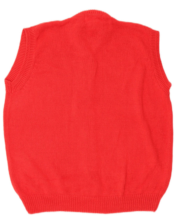 Vintage Damen Ärmelloser Cardigan Pullover UK 16 Große rote Ramie