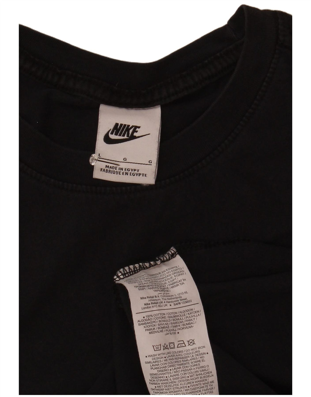 Nike Mens T-Shirt Top Large Black Cotton