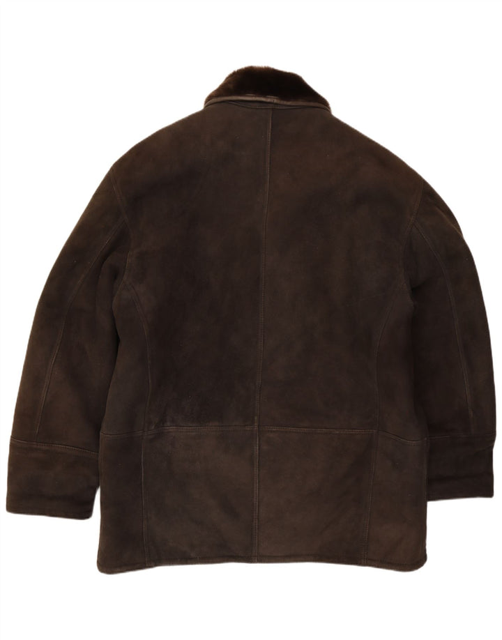 Vintage Mens Shearling Jacket UK 42 XL Brown Shearling