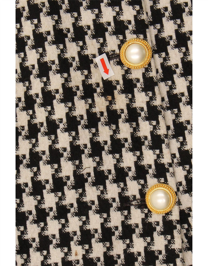 VINTAGE Womens 3 Button Blazer Jacket IT 48 XL Black Houndstooth Wool Vintage Vintage and Second-Hand Vintage from Messina Hembry 