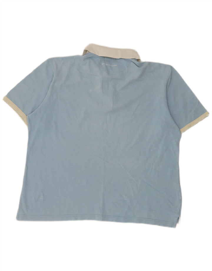 Sergio Tacchini Mens Polo Shirt IT 48 Medium Blue Colourblock Cotton